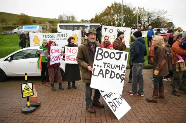 Protesters outside Burns the Bread in Glastonbury