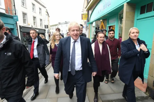 Boris Johnson electioneering in the Wells constituency, Somerset