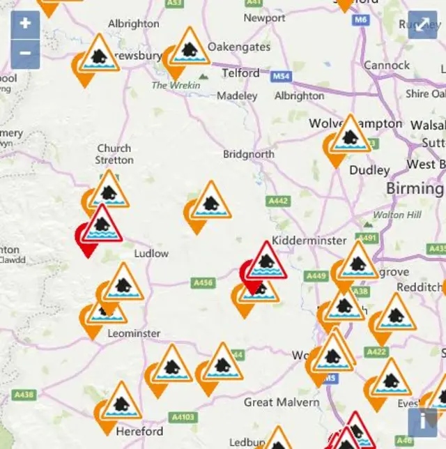 Flood warning map