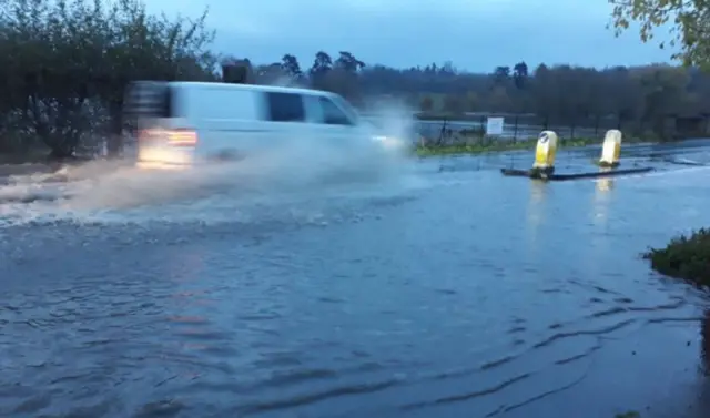 Van in flood water