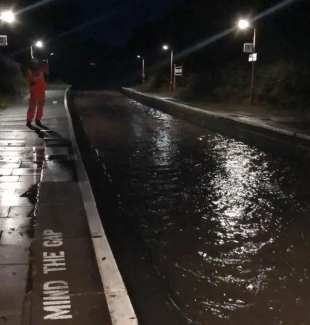 Flooded tracks at Wood End