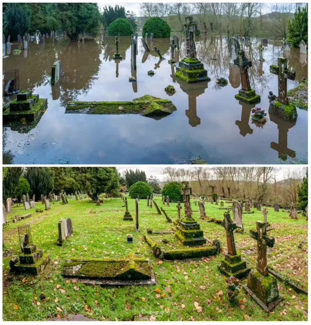 Before and after pictures of St Helen's Churchyard