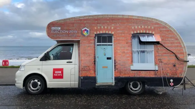 Newsbeat election campervan in Aberdeen