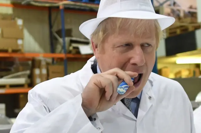 Boris Johnson on a visit to Coronation Candy in Blackpool