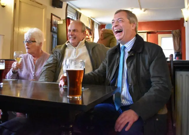 Nigel Farage at the Wellington Inn in Eastwood, Nottinghamshire