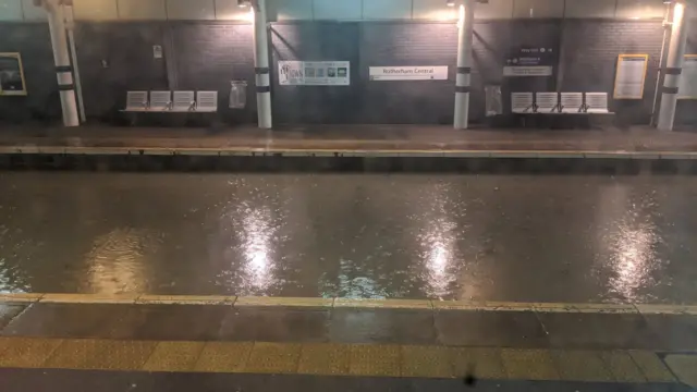 Flooding at Rotherham station