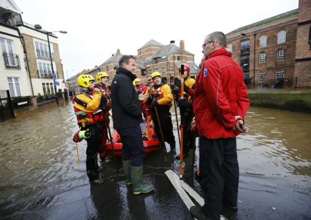 2015: Then-PM David Cameron visits flood sites in York