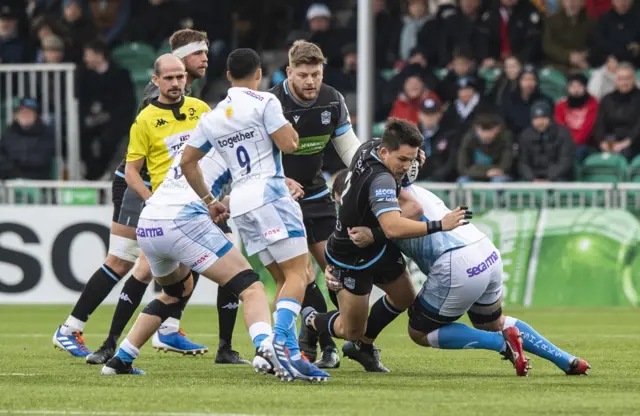 Glasgow Warriors' Sam Johnson breaks through