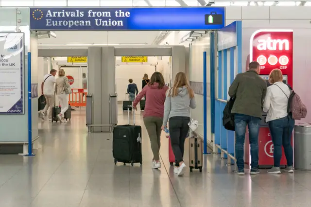 Arrivals at a UK airport