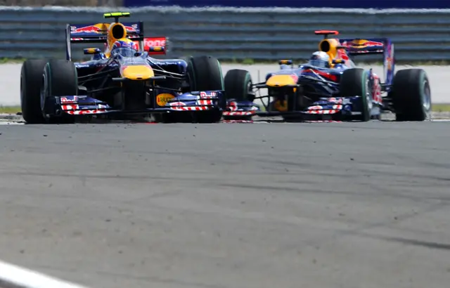 Mark Webber and Sebastian Vettel collide in 2010