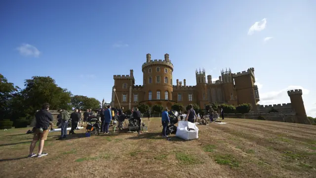 The Crown being filmed at Belvoir Castle