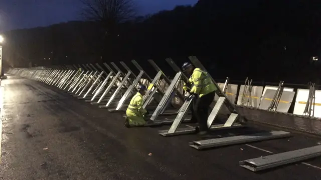 Barriers being put up in Ironbridge