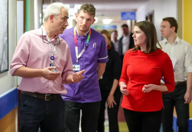 Jo Swinson visits University Hospital in Southampton, Britain November 19, 2019.