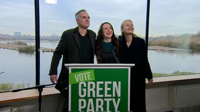 Jonathan Bartley, Amelia Womack and Sian Berry