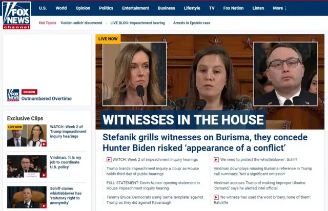 Front page of Fox News