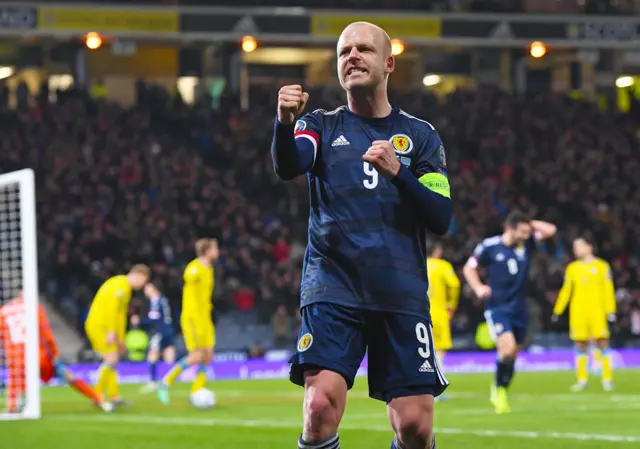 Steven Naismith celebrates making it 2-1 to Scotland