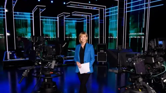 ITV debate set with presenter Julie Etchingham