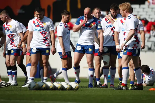 Great Britain players warm up