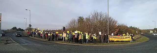 Protesters at Kirkby Hill