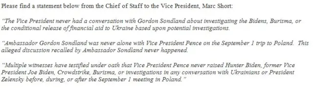 Statement from Pence's office