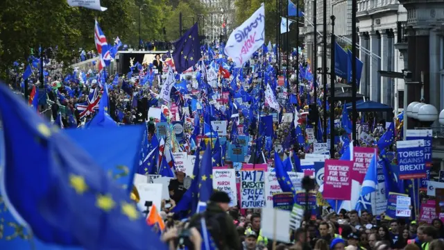 A pro-EU protest takes place in Central London in this file photo