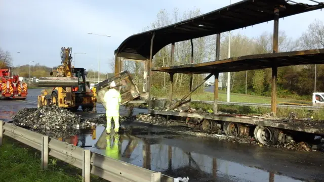 Remains of lorry