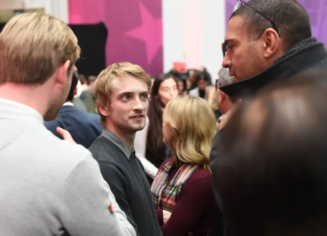 Jeremy Corbyn"s son Thomas Corbyn (centre) with Stan Collymore (right)