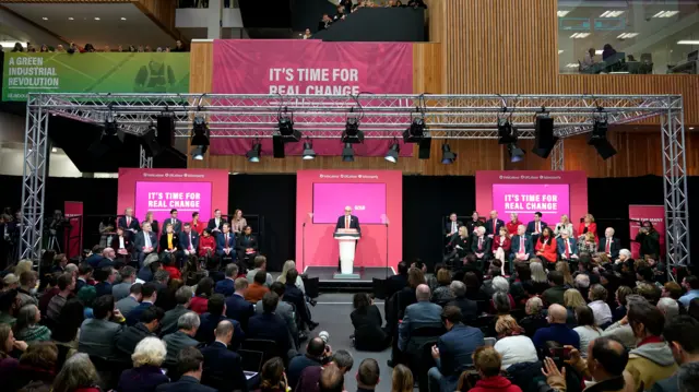 Labour leader Jeremy Corbyn speaks during the launch of the party"s election manifesto at Birmingham City University