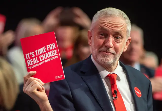 Labour Party leader Jeremy Corbyn during the launch of his party's manifesto in Birmingham