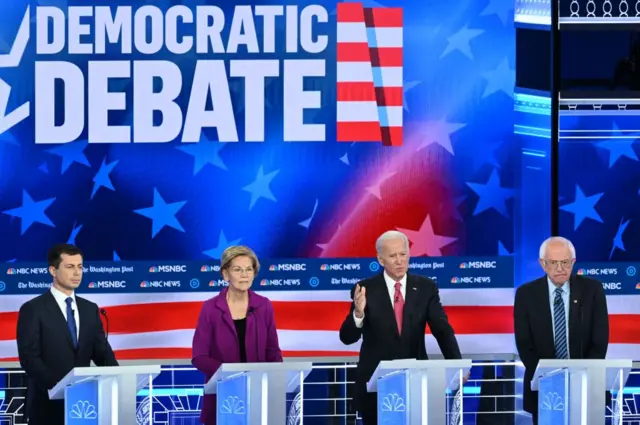 The debate stage in Atlanta