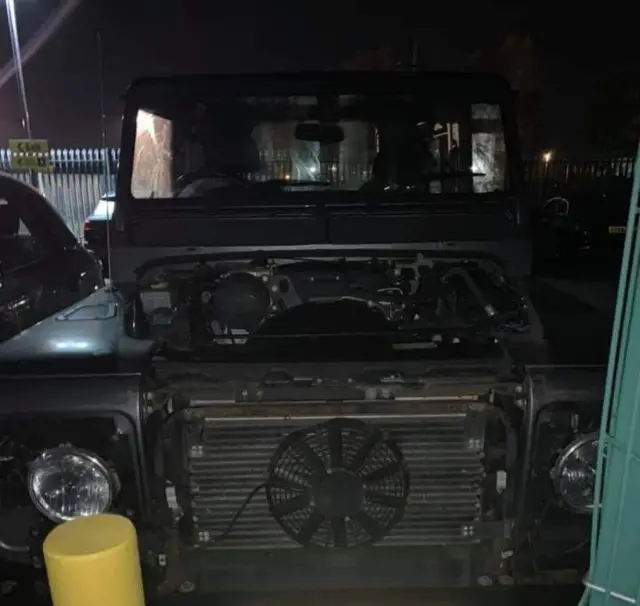 Land Rover with missing parts