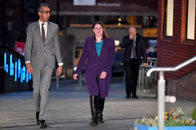 Jo Swinson with BBC News editorial director Kamal Ahmed