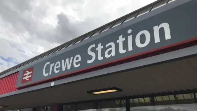 Sign for Crewe railway station