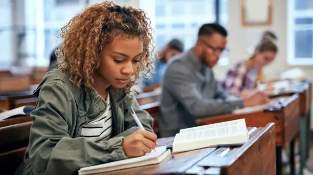 Female student studying