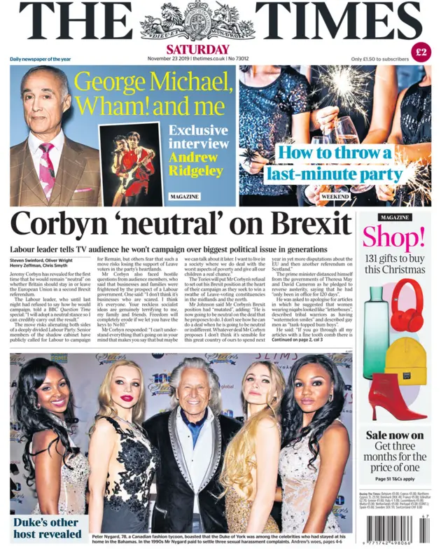 The Times front page