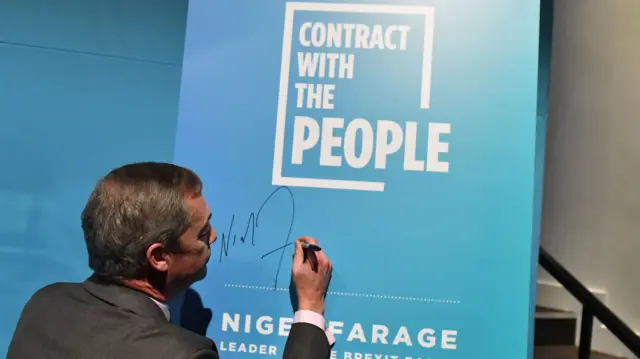 Nigel Farage signs his contract with voters