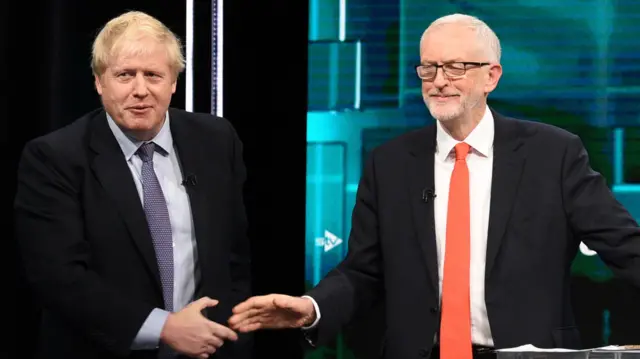 Boris Johnson and Jeremy Corbyn during the ITV debate