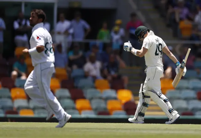 Steve Smith walks off after being bowled by Yasir Shah