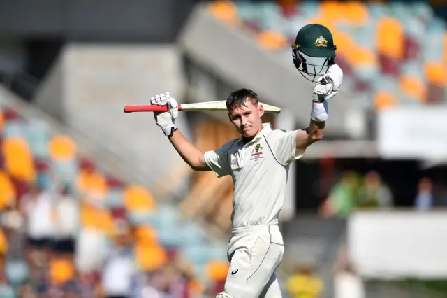 Marnus Labuschagne celebrates his century