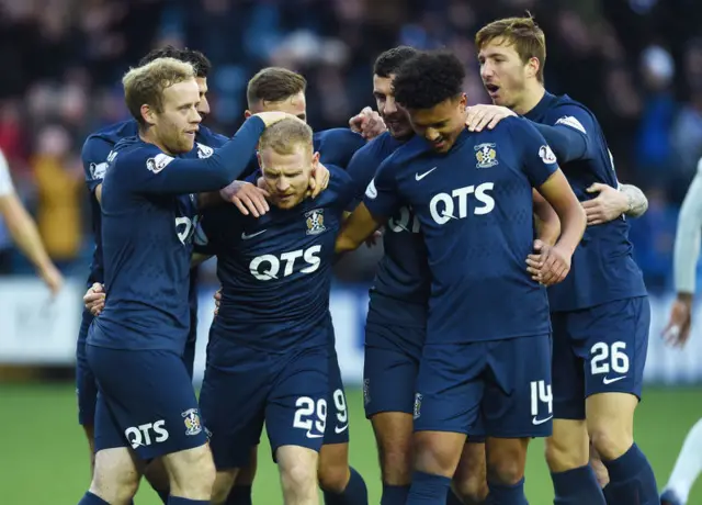 Chris Burke celebrates scoring against Hearts