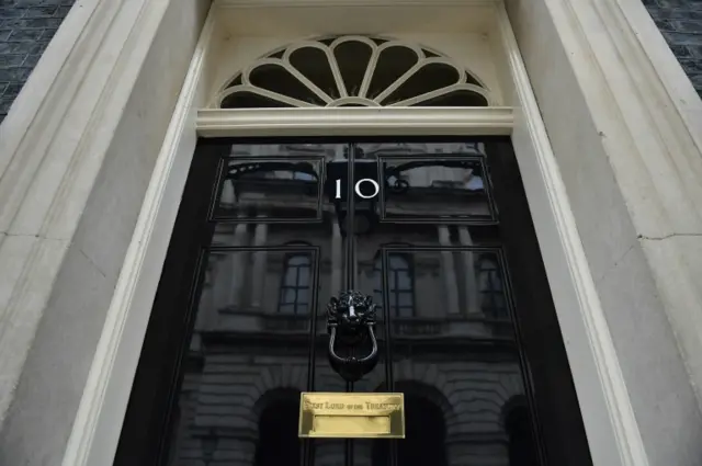 The front door of number 10 Downing Street in London