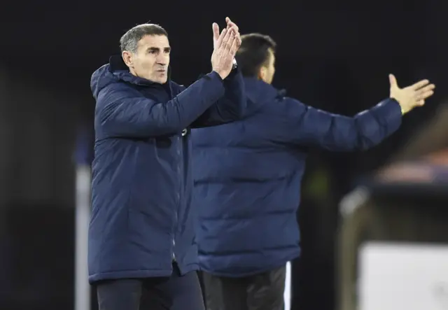 Kilmarnock manager Angelo Alessio applauds supporters