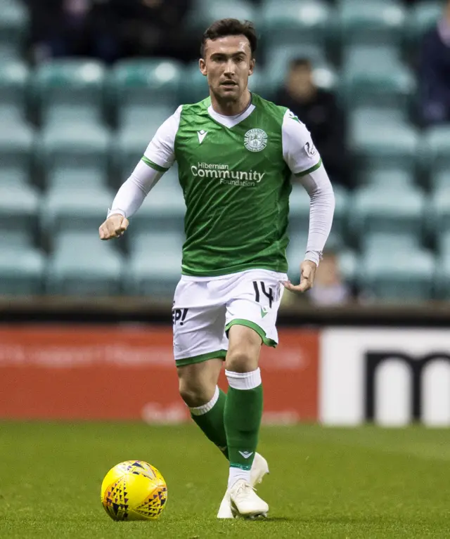 Hibs midfielder Stevie Mallan