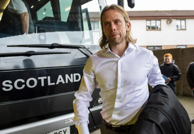 Interim Hearts manager Austin MacPhee arrives at Rugby Park