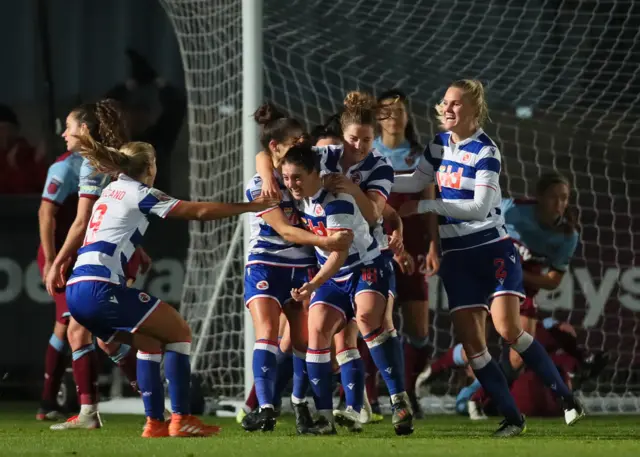 Reading celebrate their winner at West Ham
