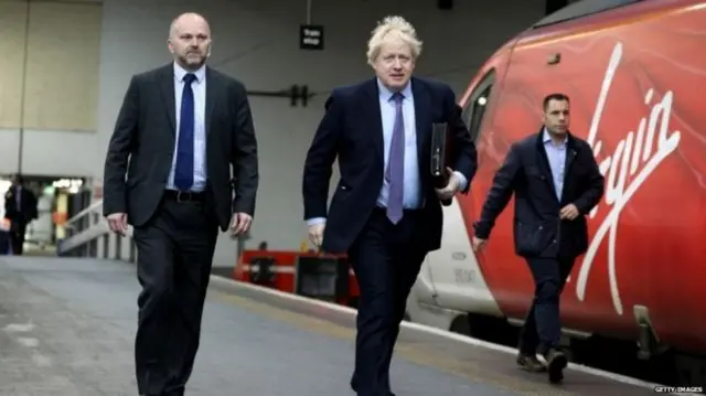 Boris Johnson at Euston station