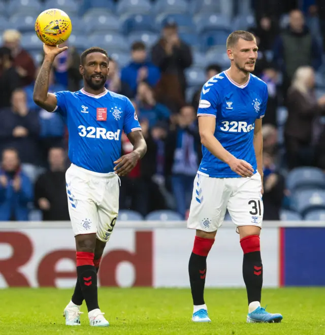 Rangers striker Jermain Defoe fired a hat-trick when the sides met at Ibrox