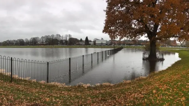 Flooding today at Worcester Racecourse