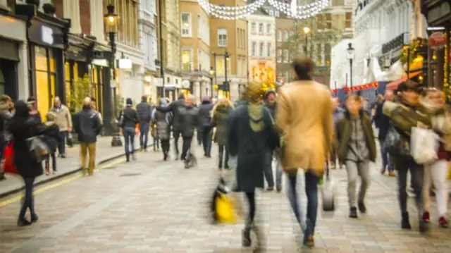 People walking down a street