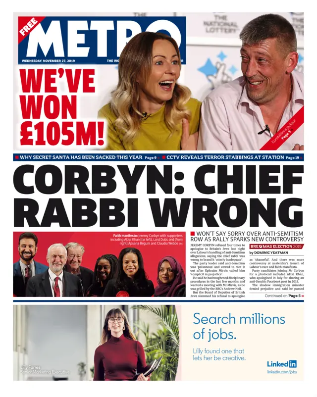 Metro front page